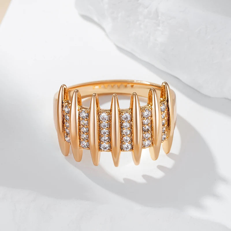 Major flare Rose Gold Plated Geometric Ring - Unique Blend of Elegance and Modernity Jewellery Major flare Rose Gold Plated Geometric Ring - Unique Blend of Elegance and Modernity Jewellery